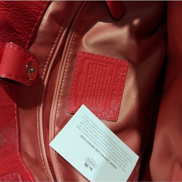 Coach Peyton Patent Leather Coral Satchel Carryall - Picture 10 of 12